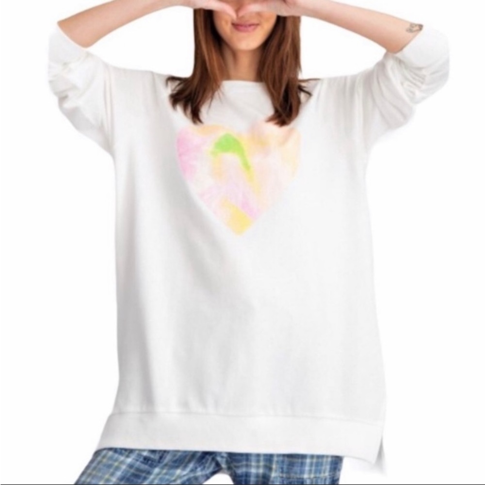 EASEL Spread love Heart tunic sweatshirt S